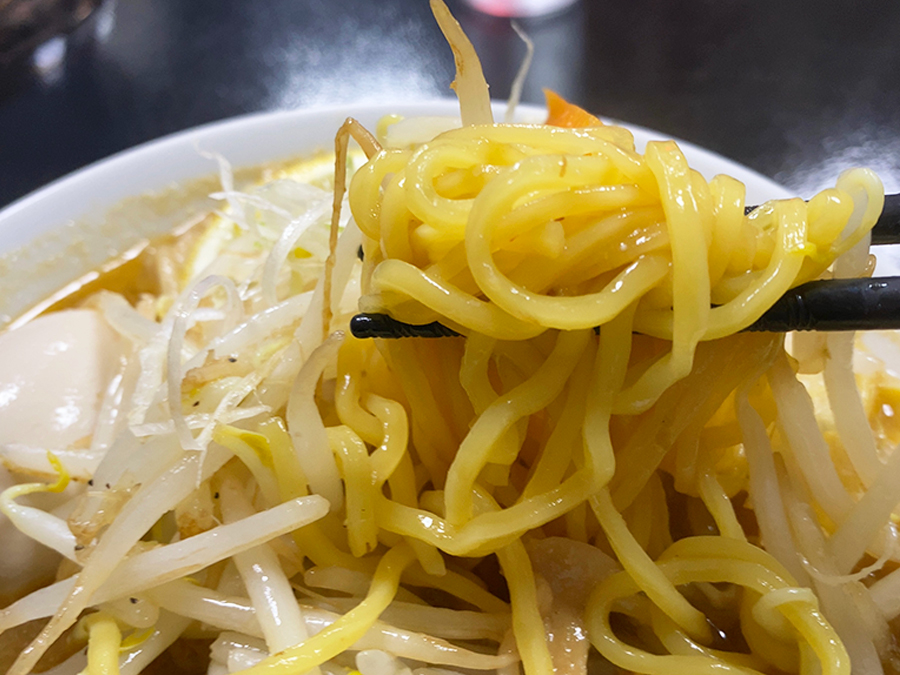 「麺煌MOGAMI」の味玉味噌中華の麺